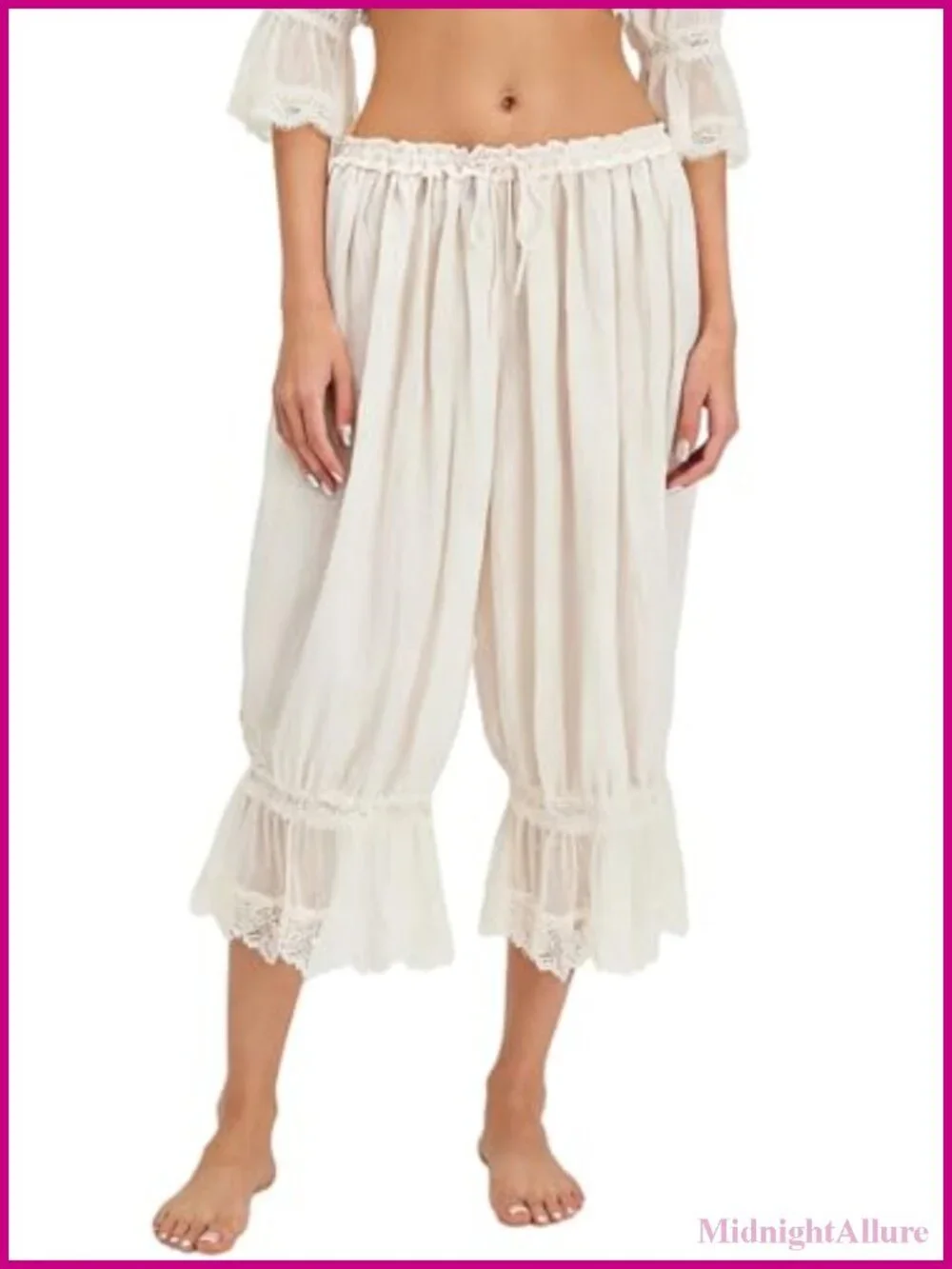 Lace Trim Bloomer Pants Women Y2K Ruffle Pantaloons Pettipants